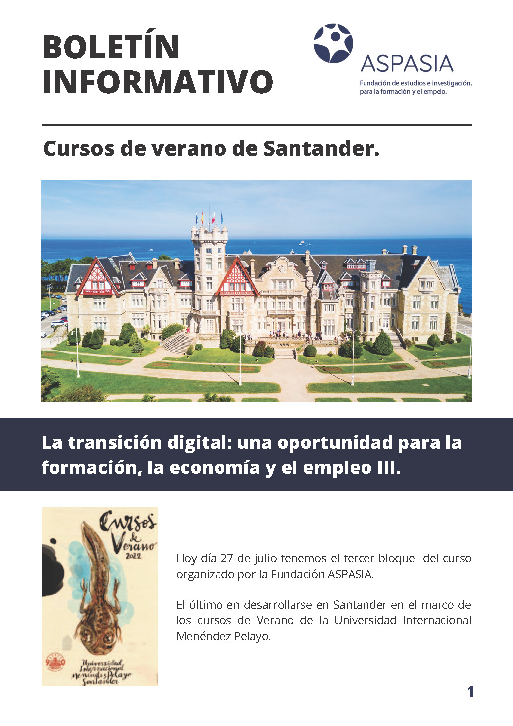 portada del boletín de los cursos en Santander